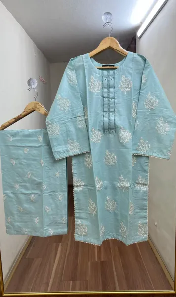 Pakistani Hayat's Stitched Cotton 2pcs _ Ligth Aqua 