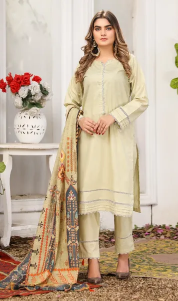 Pakistani Original Hayat Stitched Cotton 3Pcs_Pale Green