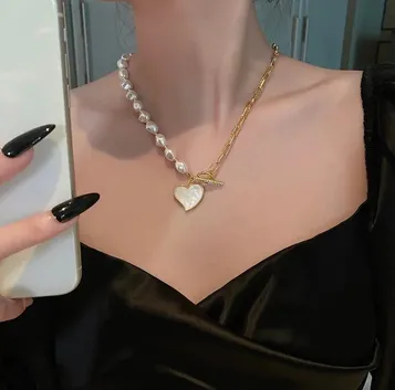 Fashion Pearl Heart Beads Necklace