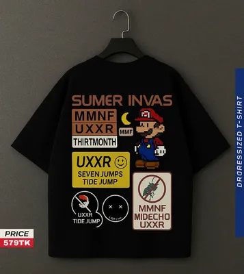 PREMIUM CLASSY PAPER MARIO EDITION DROP SHOLDER T SHIRT