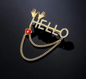 Trendy Stylish Golden Hello Brooch