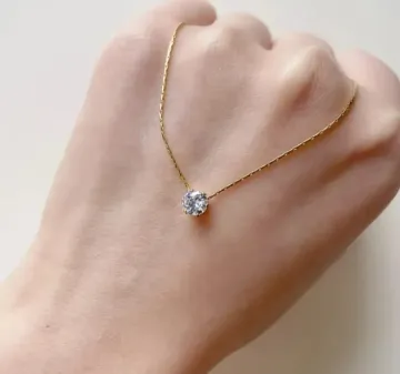 Stainless Steel Shiny Clear Zircon Necklace