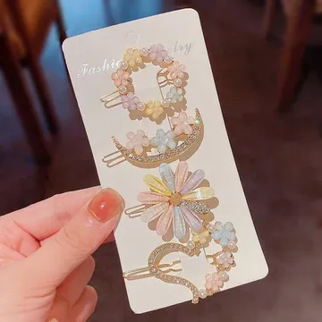 4Pcs Set Flower Heart Hair Clips