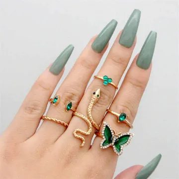 6pcs/set Adjustable  Snake Butterfly Ring