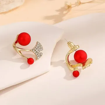 1 Pair Crystal Pearl Fish Tail Stud Earring 