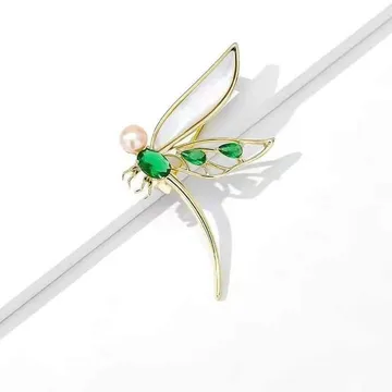 Green Dragonfly Pearl Brooch/Pin