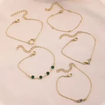 Vintage Green Zircon Love Eye Bracelet Set (5 pcs)