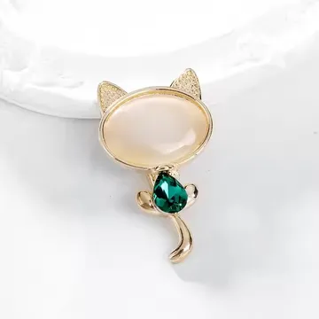 Water Diamond Green Cat Brooch/Pin