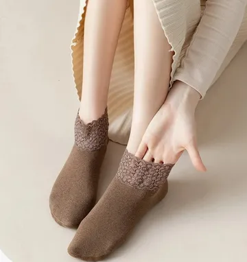  Women Lace Warmer Velvet Socks (1 pair)