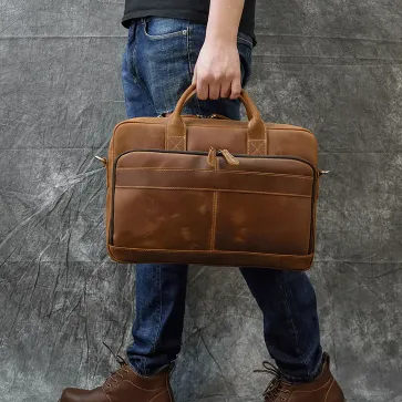 GENUINE LEATHER RETRO BRIEFCASE BAG GB-3319