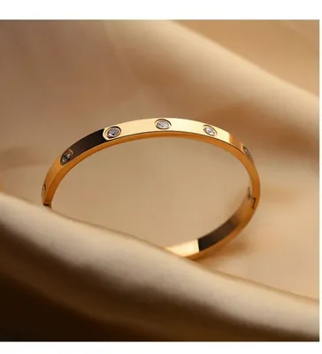 18K Golden Gold Plated Ring Zircon Bangle Bracelet