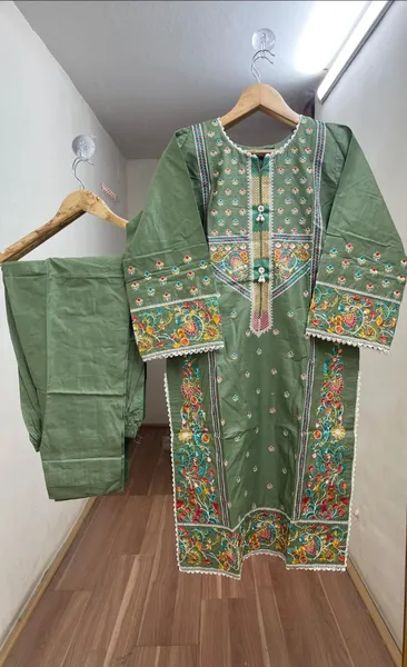 Pakistani Hayat's Stitched Cotton 2pcs _ Green 