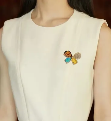 Multicolor Butterfly Design Hijab Brooch