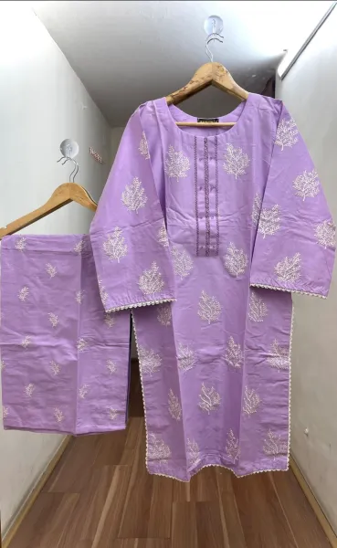 Pakistani Hayat's Stitched Cotton 2pcs _ Ligth  Purple 