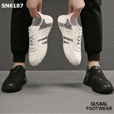 Korean style leather white soft sole sneakers