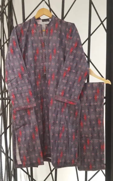 Pakistani Original Sadabahar Stitched Cotton 2 Pcs _ Gray 