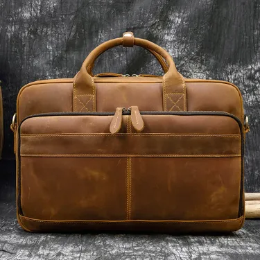 GENUINE LEATHER RETRO BRIEFCASE BAG GB-3319