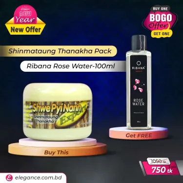 Shwe Pyi Nann Shinmataung Thanakha Pack + Ribana Rose Water-100ml (BOGO)        