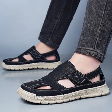 VELCRO MEN'S CASUAL LEATHER SANDALS GB-2507