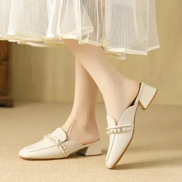 FRENCH HIGH-END MULES WITH THICK HEEL GB-0989