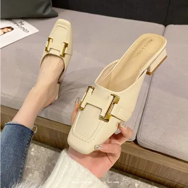 FLAT LAZY ONE-STEP CASUAL HALF-HEAD SANDALS GB-8336