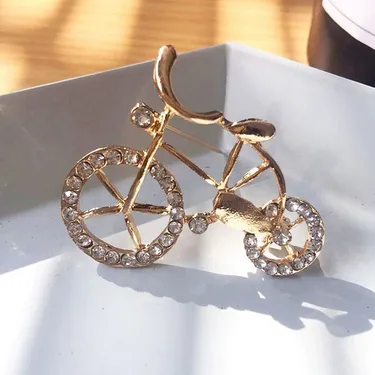 Rhinestone Bicycle Bike Shape Brooch