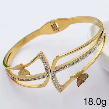  Gold Plated Crystal Studded Butterfly Bracelet