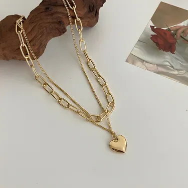Double Layered Golden Heart Chain