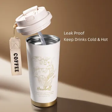 Floral Travel Coffee tumbler with Strap