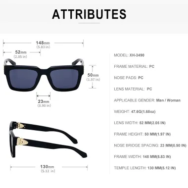 SQUARE FRAME HIGH-END MILLIONAIRE SUNGLASSES GB-3490