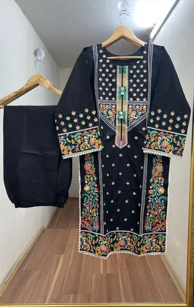 Pakistani Hayat's Stitched Cotton 2pcs _ Black 