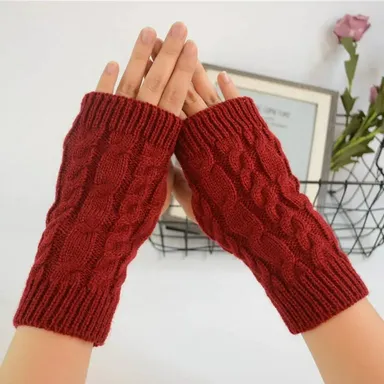 Women's Warm Wool Fingerless Gloves (1 pair)