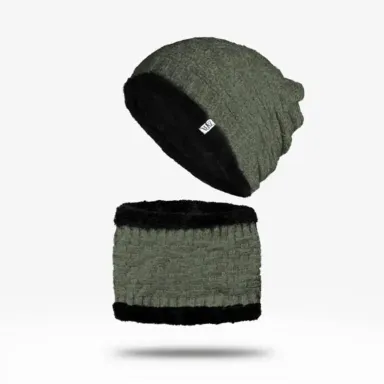 Beanie Hat &amp; Scarf Set - Army Green