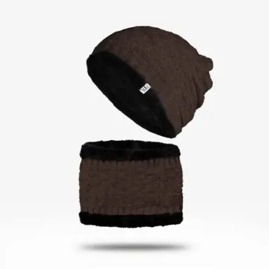 Beanie Hat &amp; Scarf Set - Coffee