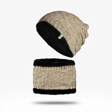 Beanie Hat &amp; Scarf Set - Cream