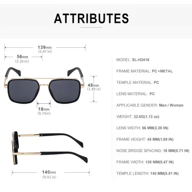 PERSONALIZED SIMPLE SQUARE FRAME SUNGLASSES GB-2416