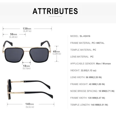 PERSONALIZED SIMPLE SQUARE FRAME SUNGLASSES GB-2416S