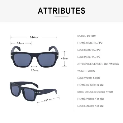 DAVID'S STYLE RETRO SQUARE FRAME SUNGLASSES GB-1050B