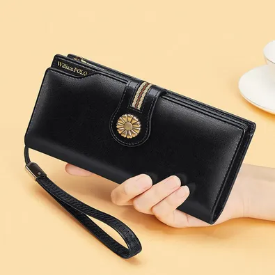Luxurious Black Leather Purse