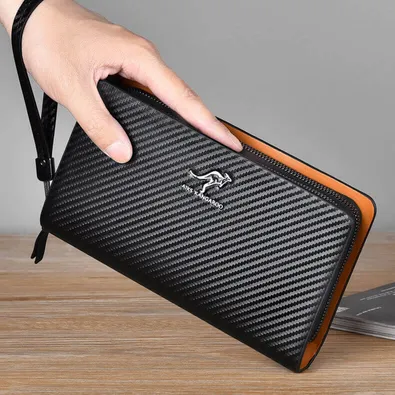 RFID Double Zipper Multi-Compartment Organizer Hand Loop Clutch Bag