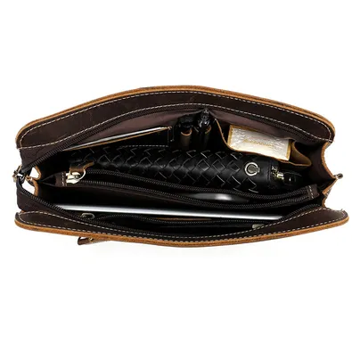 Genuine Crazy Horse Leather Handbag – Retro Cowhide Clutch Bag