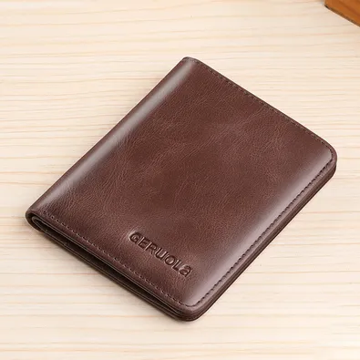 Genuine Leather Ultra-Thin Short Wallet – Minimalist Slim Wallet for Men