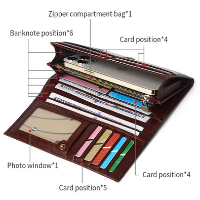 Cowhide Genuine Leather Men’s RFID Long Wallet – Slim Retro Design