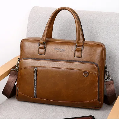 High-End Messenger Laptop Bag - Business Leather Men’s Large Capacity Shoulder Bag