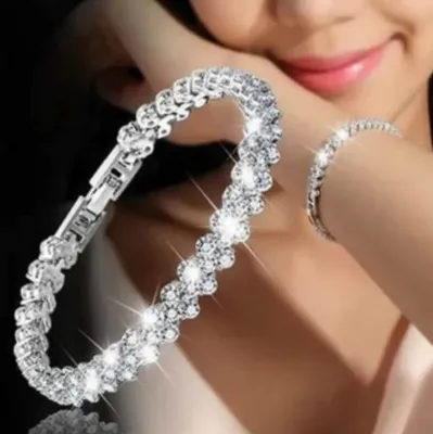 Diamond Cut Love Crystal Chain Bracelet 