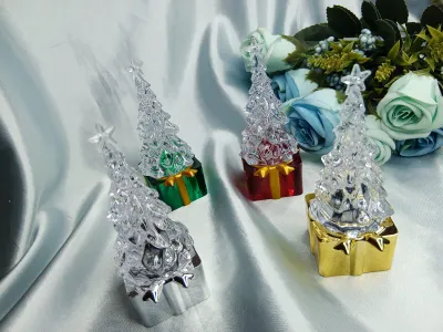 LED Crystal  Bow Christmas Tree Night Light 