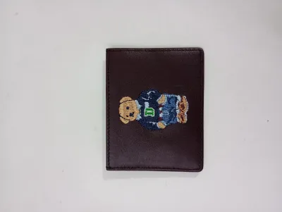 Polo Ra'lph Lau'ren Bear Print Card Holder -Maroon