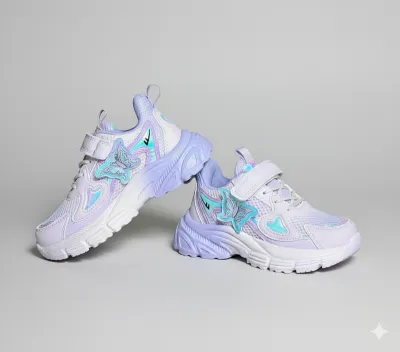 Butterfly Glow Kids’ Sneakers For Girls – Purple & Blue