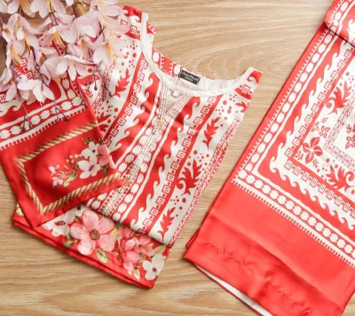 Pakistani Original Stitched Silk Co-ords 2 Pcs _ Off White 