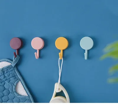 10 Pcs Multi Color Round Sticky Wall Hooks 
